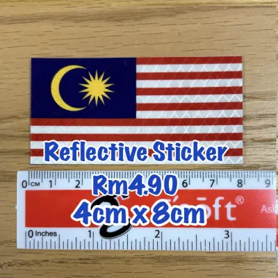 Sticker Bendera Malaysia Jalur Gemilang Mini | Waterproof PVC Car Sticker | Motor Helmet Laptop Decal