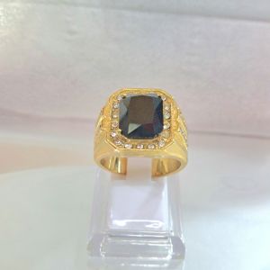 Cincin Pria Titanium Super Batu Akik Blue Safir Anti Karat Tidak Luntur Eklusif (79)