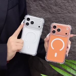 Transparent Magnetic Bumper Phone Case For Magsafe iPhone 17 16 PM 15 14 Plus 13 12 11 Pro Max Camera Lens Full Protection Cover