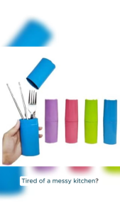 CYK-607 BUY 1TAKE 2/5 GREEN AND PINK PLASTIC SPOONFORK HOLDER