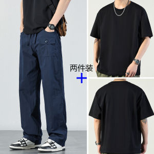 กางเกงขายาวทรงหลวมสำหรับใส่ทำงานแบบลำลองสำหรับผู้ชาย ทรงหลวม กางเกงขายาวทรงตรง ผ้าไหมน้ำแข็งแห้งเร็ว ฤดูร้อน ปี 2025 HAOZHI2025