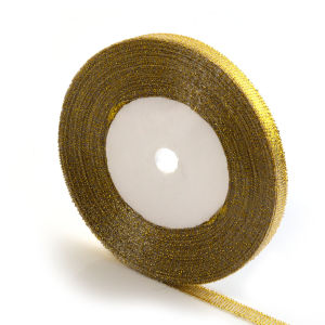 25 Yards 6-50mm Gold Silver Color Glitter Satin Ribbon Crafts For Wedding Decorative DIY Organza Onions Ribbons Bow Wrapping