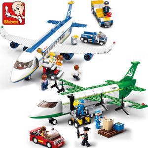 Airbus City Cargo Aircraft Plane Storage Airport Building Blocks Set Creative Technical Avion Educational Toy for Children