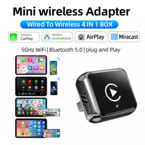 Grandnavi | 4IN1 Dongle Wireless Carplay Adapter USB Plug Play WiFi Bluetooth for iPhone Carplay Airplay Android Auto Mirrorlink Connect