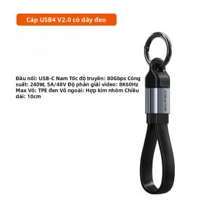 CABLETIME U4 Dây Cáp 240W 80Gbps 8K 60Hz USB4 Kích Thước Mini USB-C Cáp Có Móc Khóa Cho Laptop iPad Tương Thích Với Huawei XIAOMI