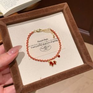 2026 New Zodiac Horse Red Rope Bracelet for Women Handmade Weaving Hand Rope Good Luck Red Girlfriend Jewelry