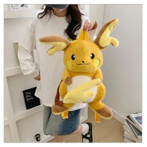 AOGER | Kawaii Plush Shoulder Bag Raichu Mew Sylveon Soft Backpack Travel Bag Gift For Game Fans Daily Outfit Accessory Girl Boy