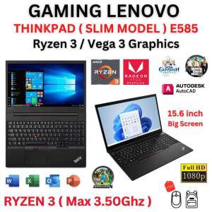 Gaming Lenovo Thinkpad E585 Ryzen 3 AMD Vega 3 Graphic Card 15.6inch Full HD 16GB Ram Gaming Laptop