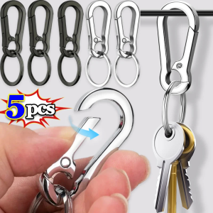 5pcs Metal Lobster Claw Clasp with Key Rings / Key Chain Ring Keyfob Gift / Key Chain Ring Holder / Retractable Spring Car Keychain / Stainless Steel Anti-lost Buckle Carabiner
