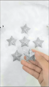 6Pcs Glitter Pentagram Christmas Tree Hanging Ornament Mini 3D Glitter Star Christmas Hanging Pendant Pentagram Xmas Hanging Star Pendant New Year Xmas Tree Star Wedding Party Decoration