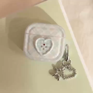 3D Paste Love Button Splicing Color Grid Earphones Case for AirPods Pro2 Pro 4 3 2 1 Anti fall headphone cover for AirPods case casing