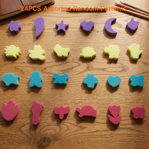 24Pcs Creative Sponge Stamp Set Painting Craft Stamps for DIY Art Reusable Foam Drawing Tools for Classroom & Home