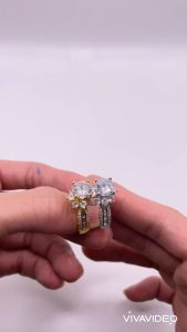 Nhẫn đính đá Nhẫn hột xoàn đá cao Titan không phai không rỉ sét màu 18k và bạch kim mã 20
