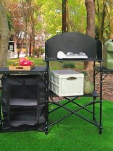 Portable Cook Station Easy Setup Aluminum with Storage Bag Kitchen table Outdoor Dining Stove Table Mesh Bags Outdoor folding table mobile kitchen dining table and chair
