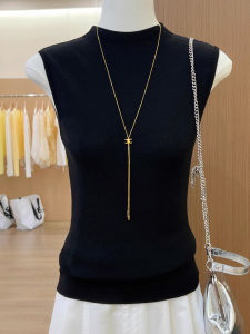 chaqi | เสื้อกั๊กถักแขนกุดสุดเก๋สำหรับผู้หญิงในช่วงฤดูร้อนปี 2025 เสื้อคลุมแฟชั่นสไตล์ฝรั่งเศสแบบสวมหัวแขนยาวปกติ