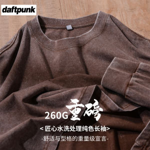 Áo Thun Cotton Cổ Tròn Dài Tay Mùa Xuân Thu Phong Cách Mỹ Cổ Điển Dành Cho Nam Và Nữ Chất Liệu Cotton Nguyên Chất