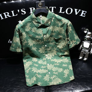 Retro Japanese Style Floral Shirt Mens Summer New Thin Fashionable Turn-down Collar Full Print Short Sleeve Slim Fit Casual Shirt