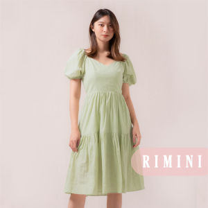 RIMINI - Dress Cewe Pesta Lengan Pendek Puff Squareneck Big Size - Elora Dress - 524216