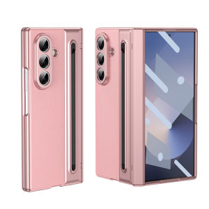 LS | S Pen Hinge Protection For Samsung Galaxy Z Fold 8 Ultra Z Fold 7 6 5 4 3 Leather Case With Touch Pen Built-in Screen Protector