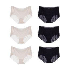 6PCS Womens Summer Ice Silk Seamless Panties - Ultra-Thin Quick-Dry Breathable Underwear M-XL