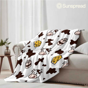 Beast Kingdom | Cow Milk Cheese Print Soft Warm Flannel Blanket Lightweight Cozy Christmas Halloween Home Decor Room