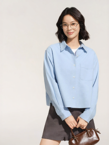 S&W | Casual Solid Short Long-sleeve Shirt Jacket