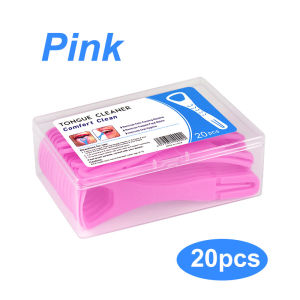 20pcs/box Double Side Foldable Tongue Scraper with Toothpick Disposable Tongue Cleaners Mouth Scraper Oral Hygiene Care Tools