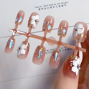3107# Pure Hand-Worn Nail 30 Pieces/10 Pieces Half-Handmade Cat Yuan Ningqi Manicure Fake Nail Patch Finished Product