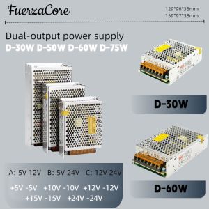 Dual Output Switching Power Supply 30W 50W 60W 75W +5V-5V +10V-10V +12V-12V +15V-15V +24V-24V AC/DC LED Driver Transformer SMPS