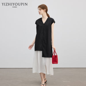 French Asymmetrical Layered V-Neck Dress Set