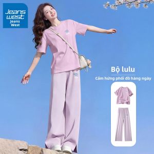 Jeanswest | Bộ Quần Áo Lụa Mát Tay Ngắn Cho Nữ