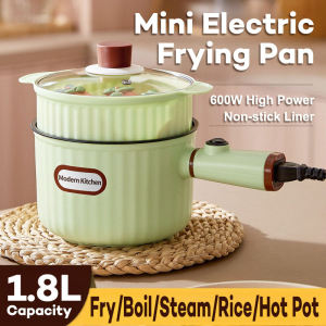 [COD] 1.8L Mini Electric Cooker With Steamer Multipurpose 600W Non-stick Electric Stir Fry Frying Pan Steamer Cooker Electric Pot
