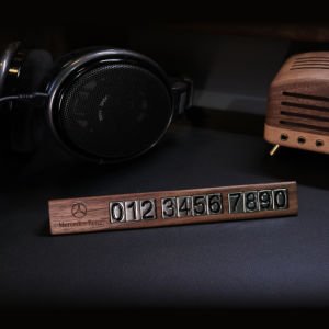 สินค้าใหม่ป้ายที่จอดรถไม้แท้วอลนัทติดในรถไอเดียสร้างสรรค์ป้ายย้ายรถป้ายหมายเลขโทรศัพท์จอดรถชั่วคราวระดับไฮเอนด์