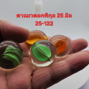 ลูกแก้ว ตาแมวดอกพิกุล 25มิล (ลูกแก้วใส ไส้ดอกพิกุลหลากสี ) บรรจุ 20 ลูก แก้วแท้ไม่ลอก ลูกกลมมาตรฐาน สะสม ใช่งานภายนอกได้ แช่น้ําได้ สวยงาม