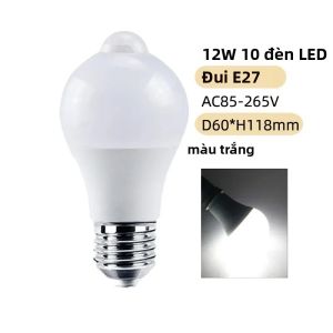 Bóng Đèn LED 12W E27 Có Cảm Biến Chuyển Động PIR 220-240V Đèn Ngủ Tự Động Bật/tắt Cho Phòng Khách Cảm Biến Hồng Ngoại Ở Hành Lang Đỗ Xe