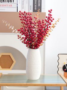 Bình Hoa Gốm Sứ Đỏ Quả May Mắn Sang Trọng Bình Hoa Tươi Bình Hoa Thủy Tinh Trang Trí Bàn Ăn Phòng Mẫu Nhà Nghỉ Trang Trí Nhà Cửa