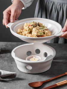 New Chinese Style Ceramic Alcohol Heating Pan Sand Pot Shallow Pot Commercial Use Xiang Cuisine round Shape Handmade Dinner Plate