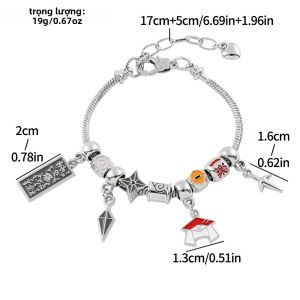 Bandai | Anime Naruto Hiruzen Sarutobi Mũ Shuriken Đính Hạt Vòng Tay Hợp Kim 1 Ninja Đảng Ủng Hộ Cho Người Lớn Kim Loại Không Gây Dị Ứng