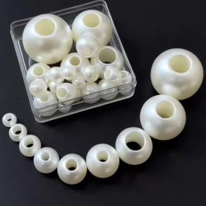 8-30mm Large Hole ABS Imitation Pearl Round Loose Beads for Scarf Buckle Hair Accessories Bag Charm DIY Jewelry Making Supplies