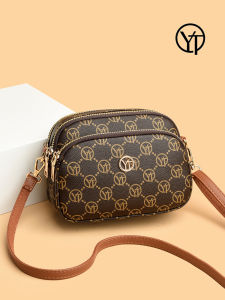 กระเป๋าสะพายข้างผู้หญิงหนังแท้พิมพ์ลาย 2024 กระเป๋าสะพายข้างหนังนิ่มหลายชั้นสำหรับคุณแม่วัยกลางคน กระเป๋าสะพายข้างแบบสะพายข้างเดียว