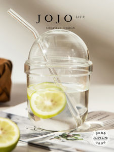 High Borosilicate Glass Milk Coffee Cup Vertical Stripes JOJOS L PD Compact Drinkware Transparent round Shape Single Layer