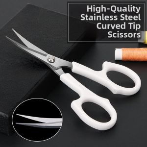 LANJUEEN | Stainless Steel Curved Tip Round Edge Handmade Eyebrow Arc Shaped Scissors