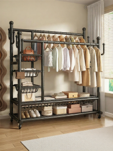 LINSY | Mobile Dual-Rod Closet Organizer