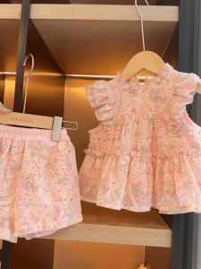 Bộ Đồ Hai Mảnh Hoa Cho Bé Gái Mùa Hè 2025 Bộ Đồ Cotton Pha Trộn Phong Cách Hàn Quốc Cho Bé Gái Từ 1-17 Tuổi