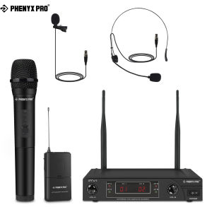 Phenyx Pro PTV-1B VHF Wireless Microphone System Mic Set with Handheld/Headset/Lapel/Bodypack Stable Signal  Long Range Best for Presentation Interview Church Wedding Events