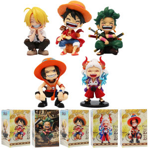 Bandai | Anime One Piece Monkey D. Luffy Roronoa Zoro Sanji Portgas·D· Ace Yamato Q Version Anime Figural Pvc Model SurpriseToy Xmas Gift