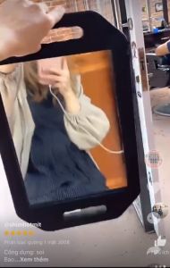 Barber Gương soi gáy J008 cao cấp 1 mặt hình chữ nhật tay cầm tiện lợi mặt sau xốp chống va đập kích thước 41x255 cm