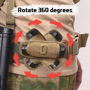 Portable Outdoor Tactical Flashlight Holster Multi-Function Night Camping 360-Degree Rotation Handheld Light Case Exploration