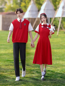 XILANDUO | Graduation School Dress Fake Two Pieces Red