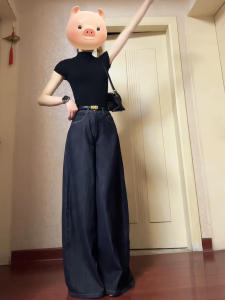 High Waist Wide Leg Denim Skirt Loose Fit Summer New Style Retro Slimming Straight Floor-Length Pants for Women Deep Color